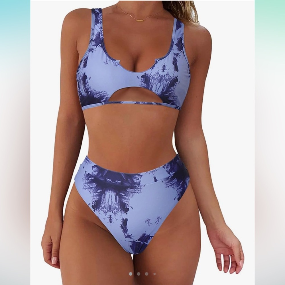 ❤️SUUKSESS❤️Women Cutout Bikini Top Padded - Blue Tie Dye